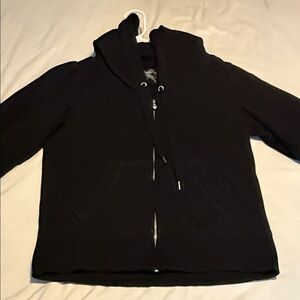 Express Black Hoodie Jacket with Silver Accents